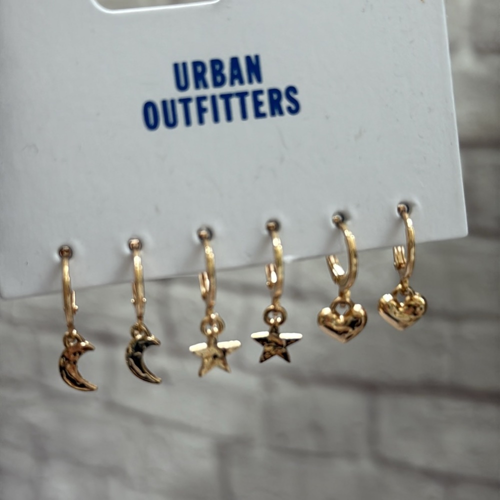 Urban outfitters small hoops star hearts moon